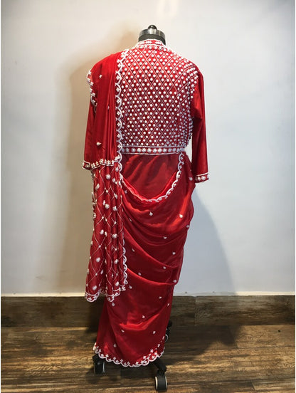 'GUL E RAANA' Red Handloom Chanderi Silk Saree