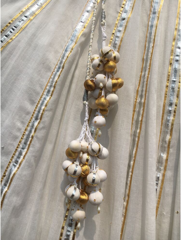 'AZRAH' White Mulmul Cotton  Kalidar Ghaghra