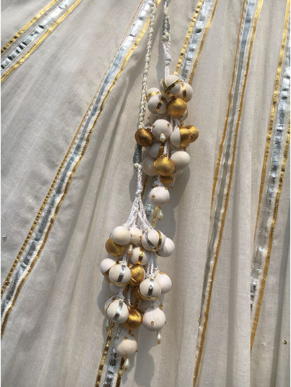 'AZRAH' White Mulmul Cotton  Kalidar Ghaghra