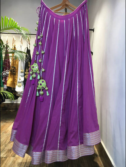 'YAMINI' Purple Mulmul Cotton Kalidar Ghaghra