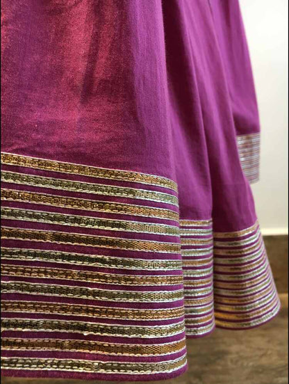 'YAMINI' Purple Mulmul Cotton Kalidar Ghaghra