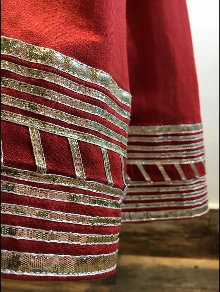 'LAAL PAARO' Red Mulmul  Cotton Kalidar Ghaghra