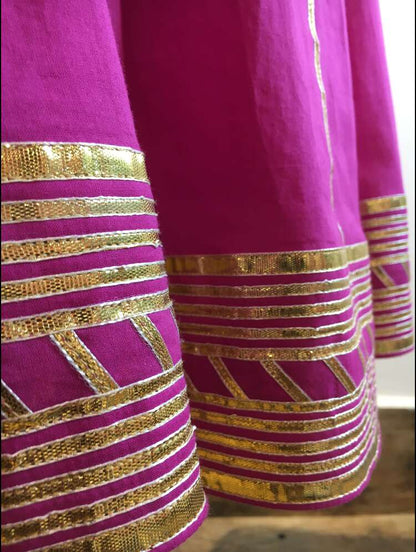 'PAARO' Raani Pink Mulmul  Cotton Kalidar Ghaghra