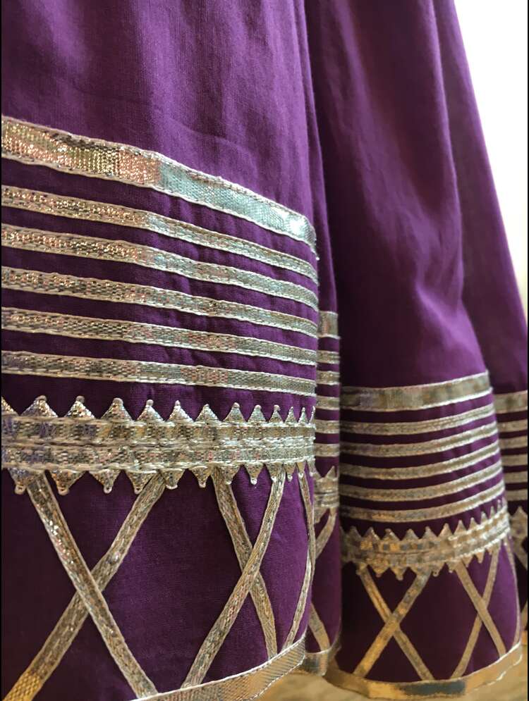 'GULABI JAMUN' Purple Mulmul  Cotton Kalidar Ghaghra