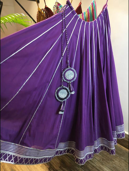 'GULABI JAMUN' Purple Mulmul  Cotton Kalidar Ghaghra