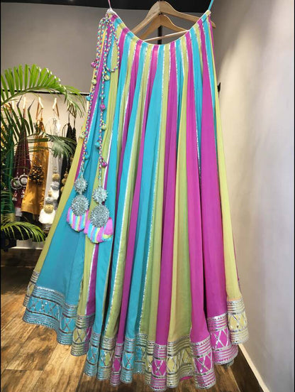 'RANG RASIYA' Multi color Mulmul Cotton Kalidar Ghaghra