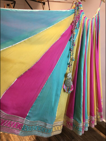 'RANG RASIYA' Multi color Mulmul Cotton Kalidar Ghaghra