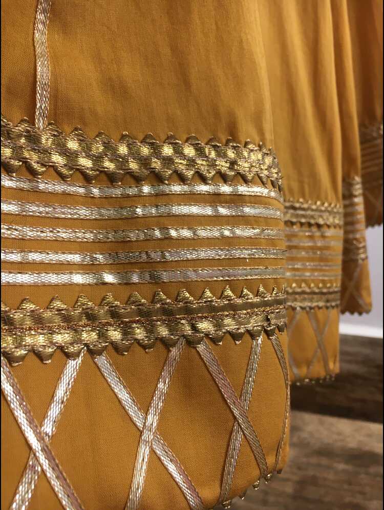 'SUNEHRI JAMUN' Mustard Golden Mulmul  Cotton Kalidar Ghaghra