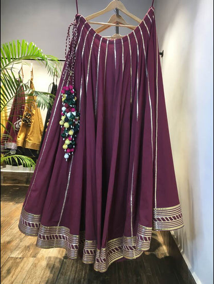 'KOMOLIKA' Maroon Mulmul Cotton Kalidar Ghaghra