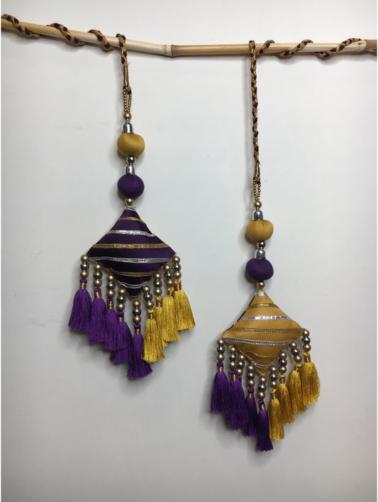 'NARGIS' Yellow & Purple Hand Crafted Tassels