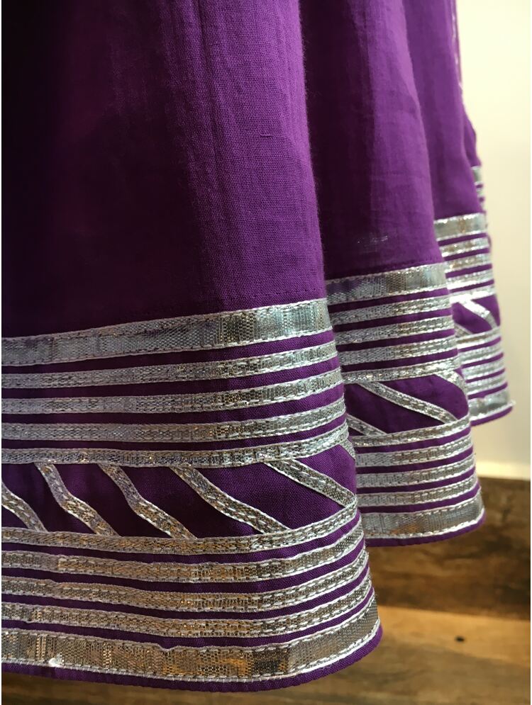 'JAMUNIA' Purple Mulmul Cotton Kalidar Ghaghra