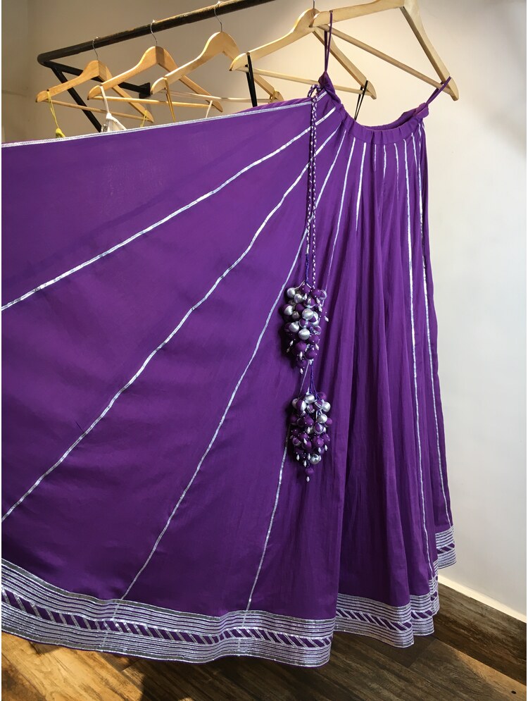 'JAMUNIA' Purple Mulmul Cotton Kalidar Ghaghra