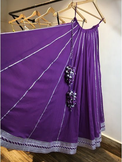 'JAMUNIA' Purple Mulmul Cotton Kalidar Ghaghra