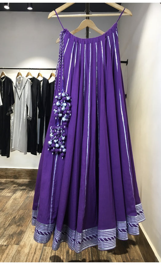'JAMUNIA' Purple Mulmul Cotton Kalidar Ghaghra