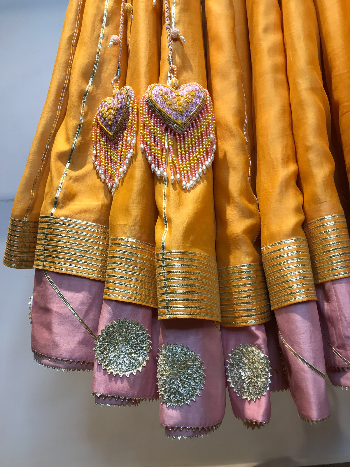 'LAILA' Mustard Yellow Double Layered Handloom Chanderi Silk Kalidar Ghaghra