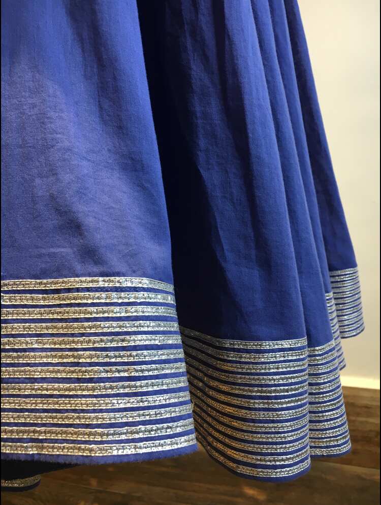 'MAYURI' Blue Mulmul Cotton Kalidar Ghaghra