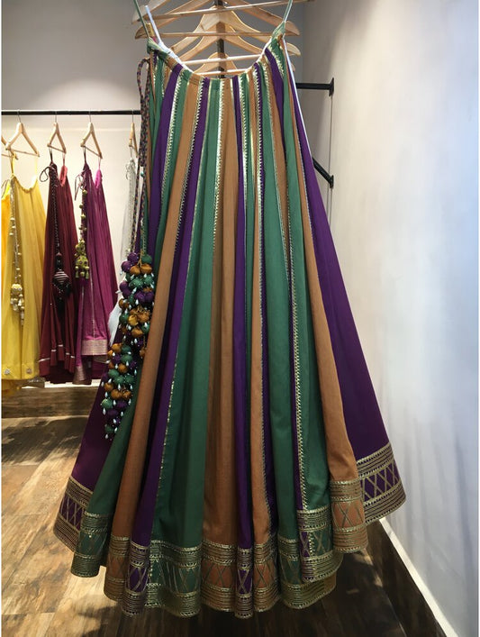 'RANGOLI' Multicolor Mulmul Cotton Kalidar Ghaghra