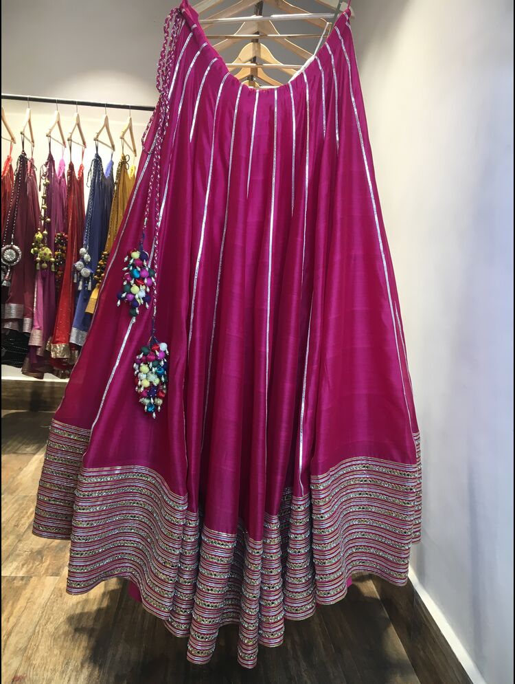 'JHILMIL' Rani Pink Handloom Chanderi Silk Kalidar Ghaghra