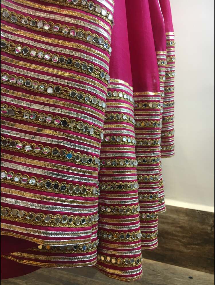 'JHILMIL' Rani Pink Handloom Chanderi Silk Kalidar Ghaghra