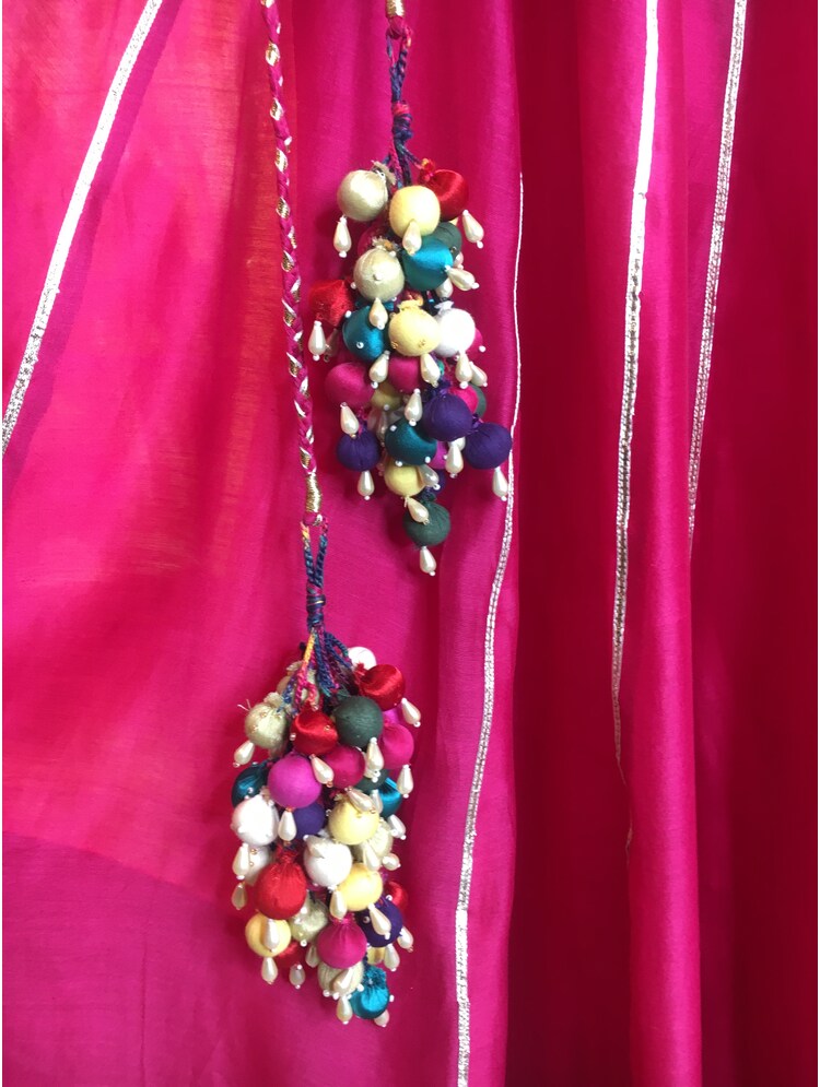 'JHILMIL' Rani Pink Handloom Chanderi Silk Kalidar Ghaghra