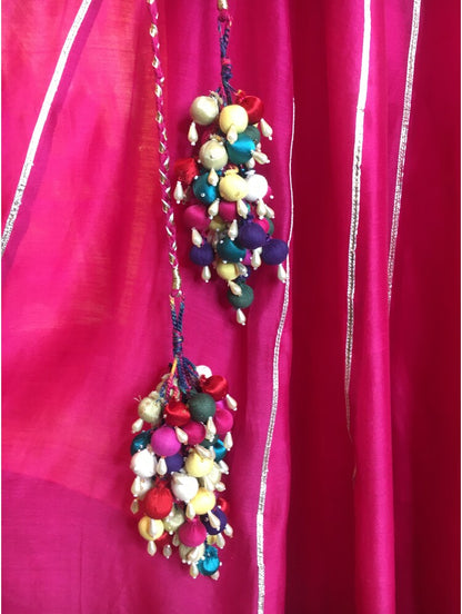 'JHILMIL' Rani Pink Handloom Chanderi Silk Kalidar Ghaghra