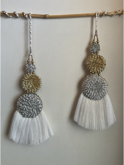 'PANKHUDI' White Hand Crafted Tassels