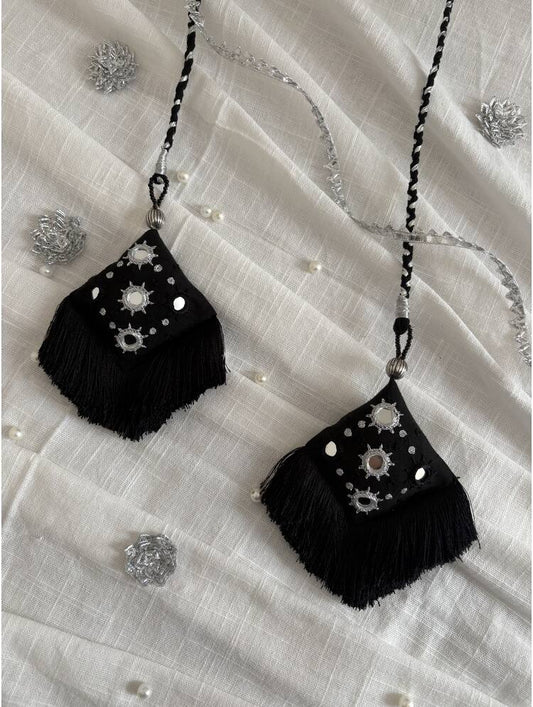 'CHANDRAPRABHA' Black Hand Crafted Tassels