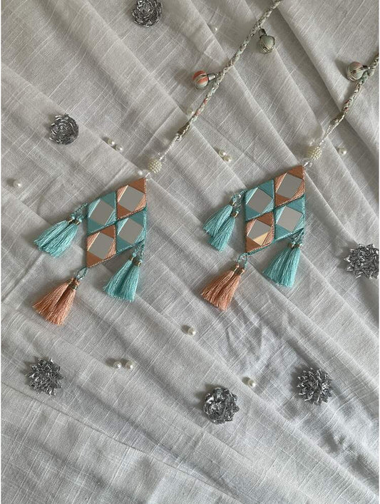 'APSARIKA' Blue & Off white Hand Crafted Tassels