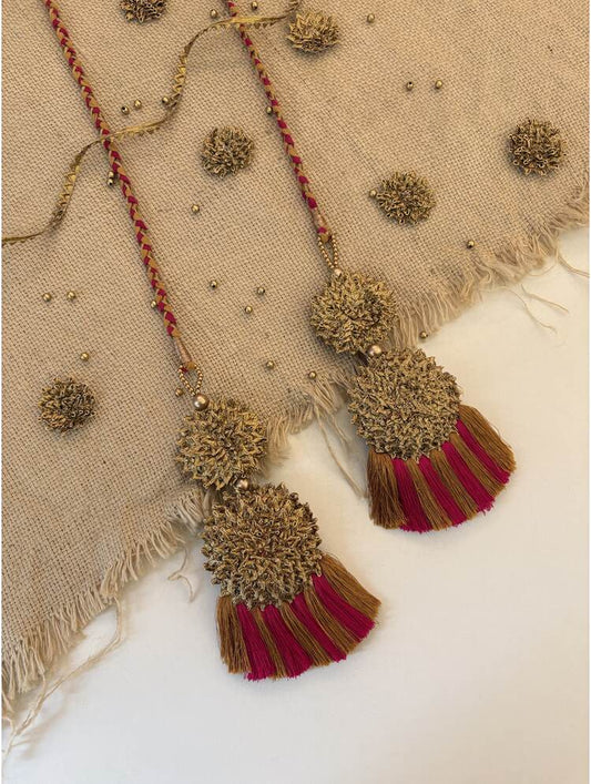 'SONPARI' Mustard & Pink Hand Crafted Tassels