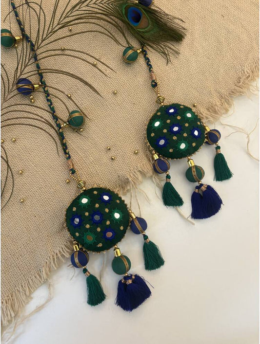 'PAAKHEE' Blue & Green Hand Crafted Tassels