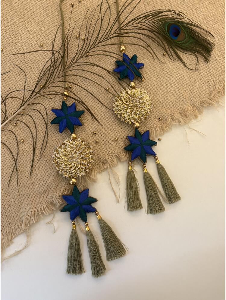 'PUSHP' Olive green Hand Crafted Tassels