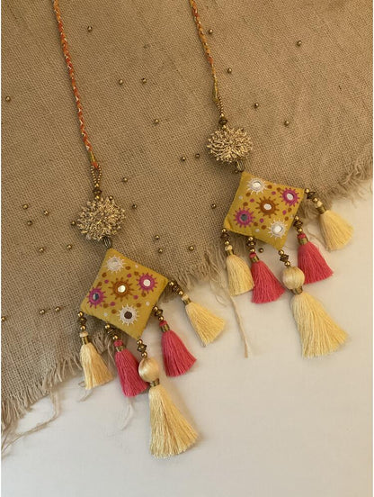 'GULZAR' Yellow & Pink Hand Crafted Tassels