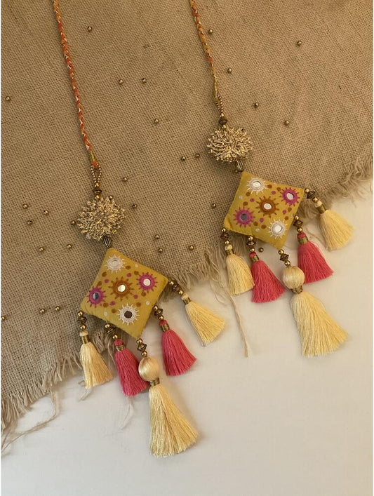 'GULZAR' Yellow & Pink Hand Crafted Tassels