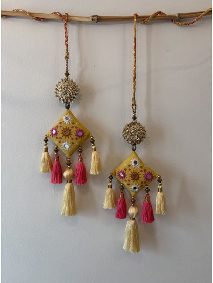 'GULZAR' Yellow & Pink Hand Crafted Tassels