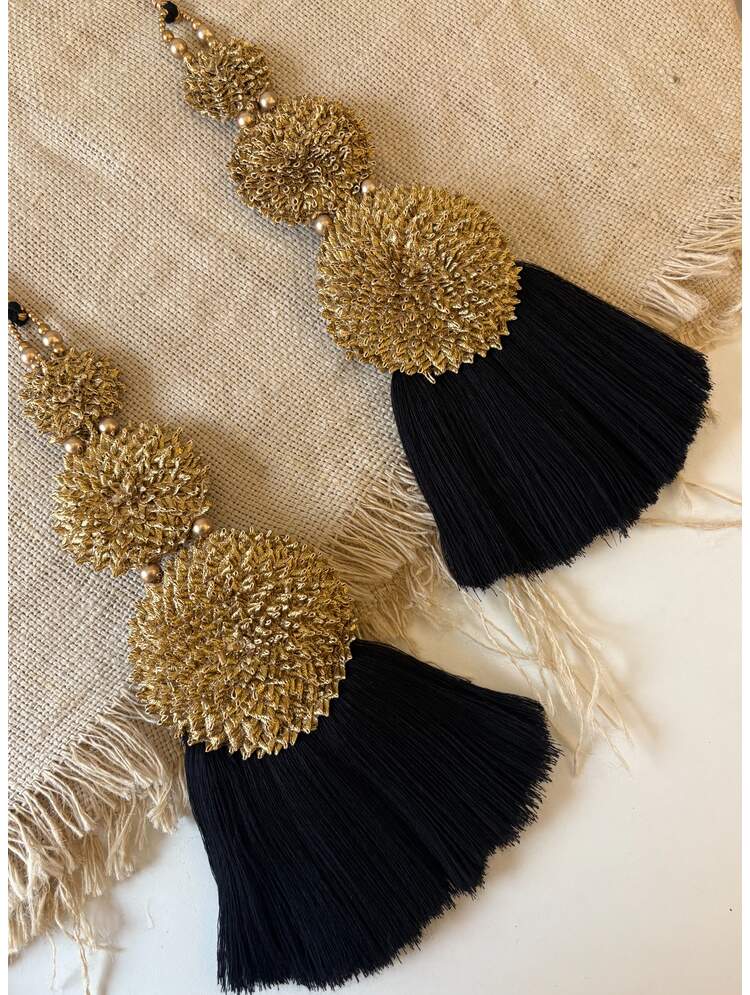 'KOKILA' Black Hand Crafted Tassels