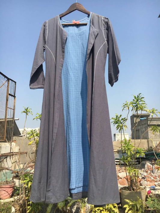 Studio Sample - 'WRAP ME REVERSE' Handloom Cotton Dress With Overlay