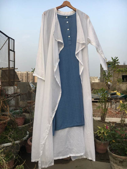 Studio Sample - 'WATERFALL' Handloom Cotton Dress With Overlay