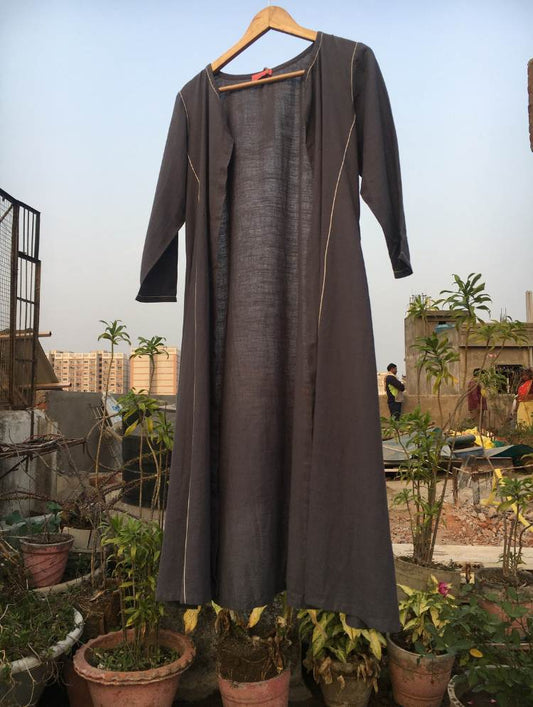 Studio Sample - Handloom Cotton Gray Shrug Overlay