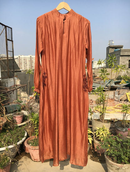 Studio Sample - 'ANAYA' Handloom Chanderi Silk Hand Embroidered Dress