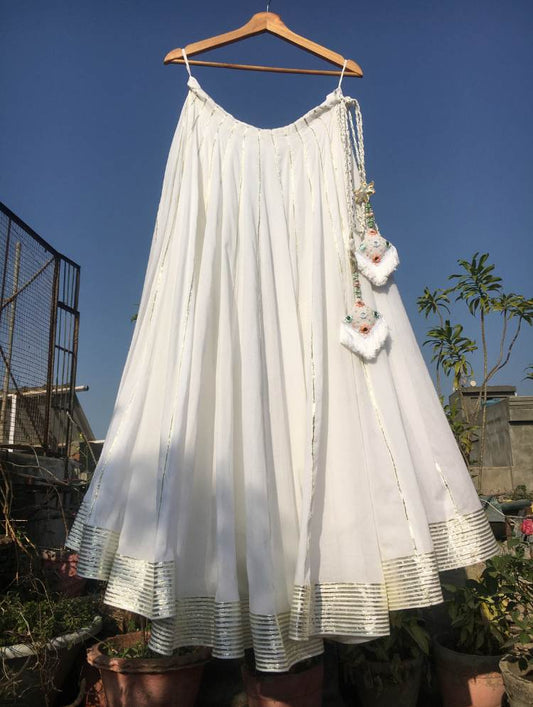 Studio Sample - CHANDNI White Mulmul Cotton Kalidar Ghaghra