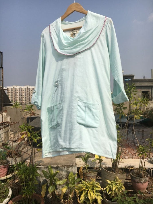 Studio Sample - 'IRIS' Pastle Blue Mulmul Cotton Top