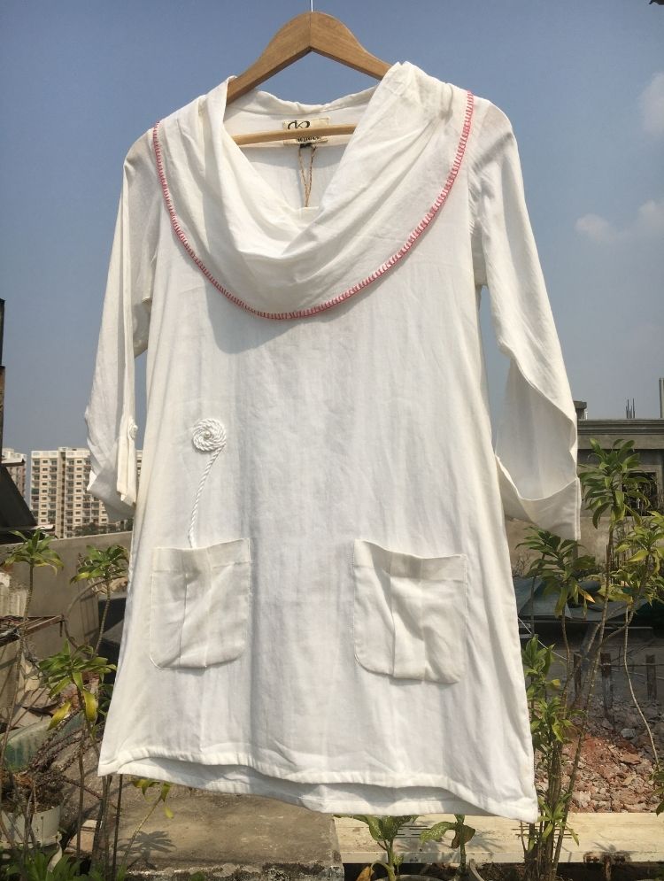 Studio Sample - 'IRIS' Off White Mulmul Cotton Top