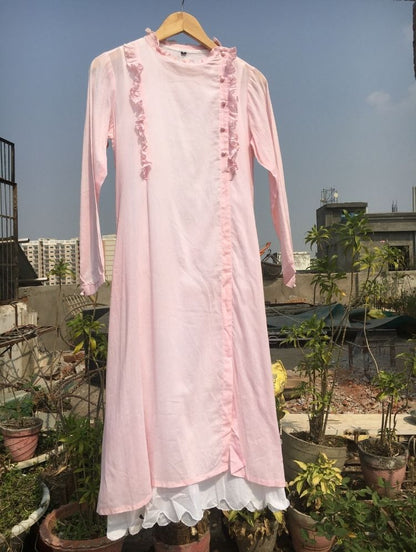 Studio Sample - 'OCEAN PEARL' Baby Pink Mulmul Cotton Dress