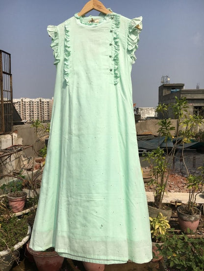 Studio Sample - SUNBEAM' Mint Green Mulmul Cotton Dress