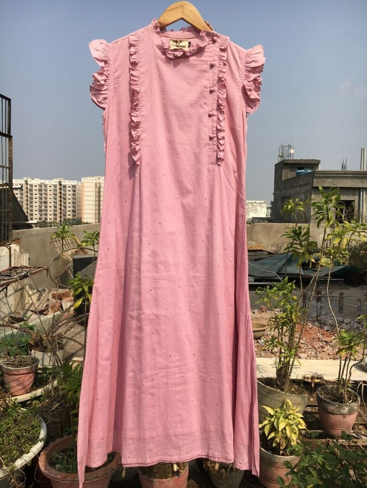 Studio Sample - 'SUNBEAM' Pale Chestnut Mulmul Cotton Dress