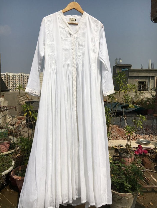 Studio Sample - 'MOON DANCE' Off White Mulmul Cotton Dress