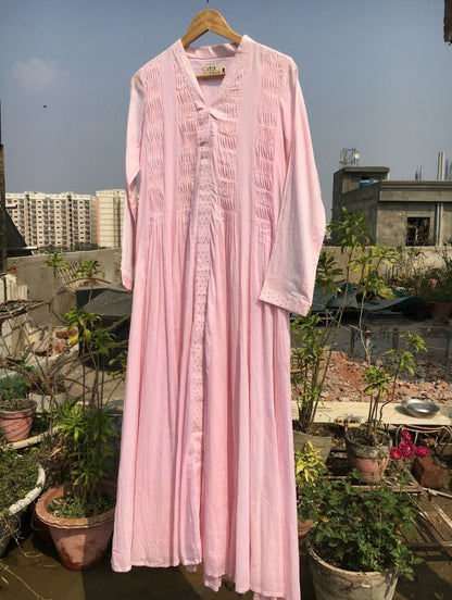 Studio Sample - 'MOON DANCE' Baby Pink Mulmul Cotton Dress