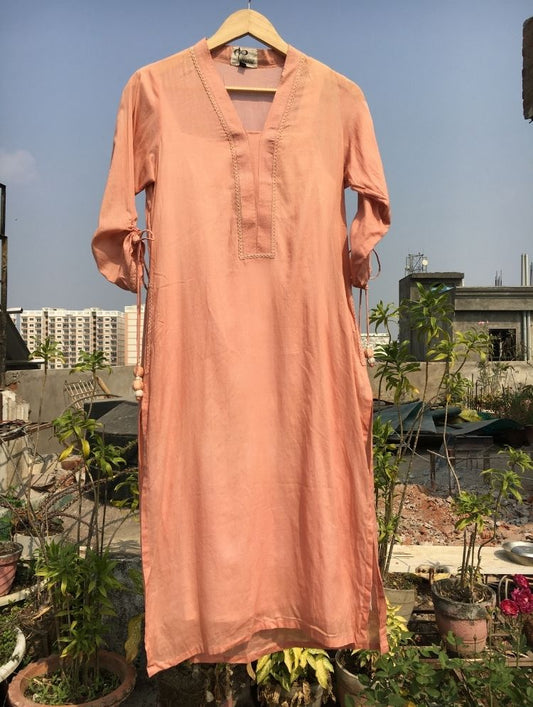Studio Sample - 'GO ROUND AND ROUND' Rusty Rose Mulmul Cotton Dress