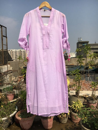 Studio Sample - 'GO ROUND AND ROUND' Lavendar Mulmul Cotton Dress