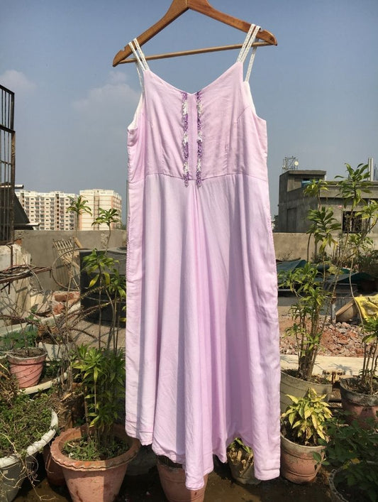 Studio Sample - 'BUDDING BEAUTY' Lavendar Mulmul Cotton Dress